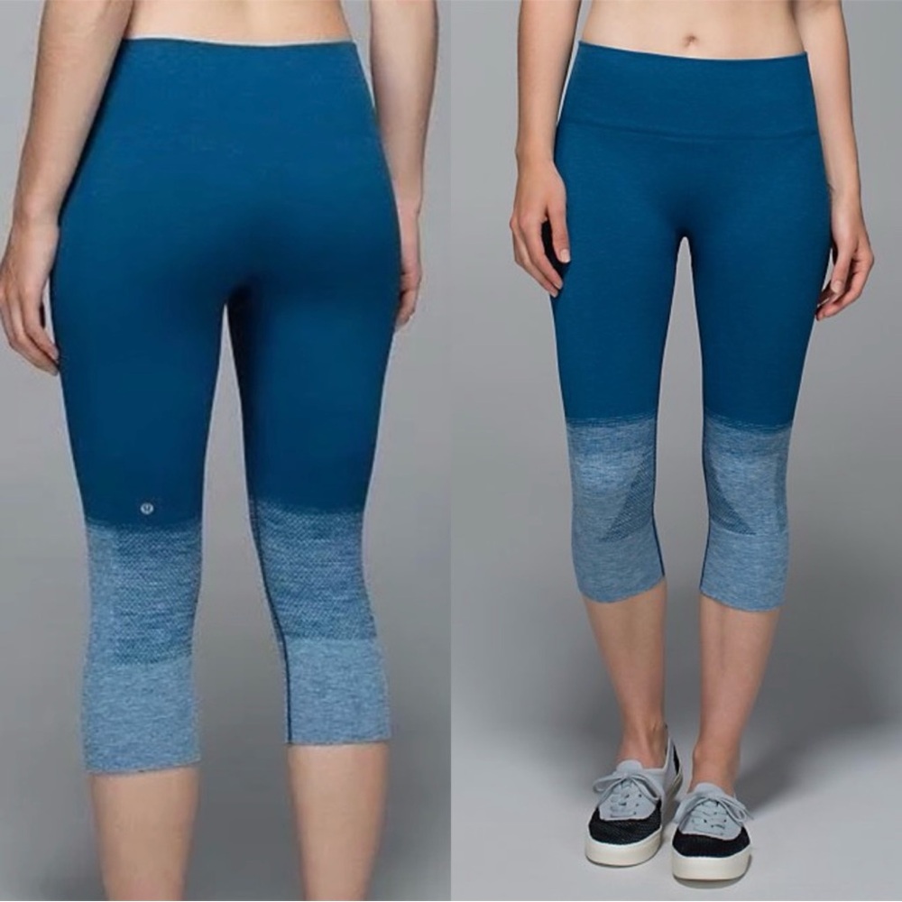Lululemon Seamlessly Street Crop Heathered Poseidon Size 10
